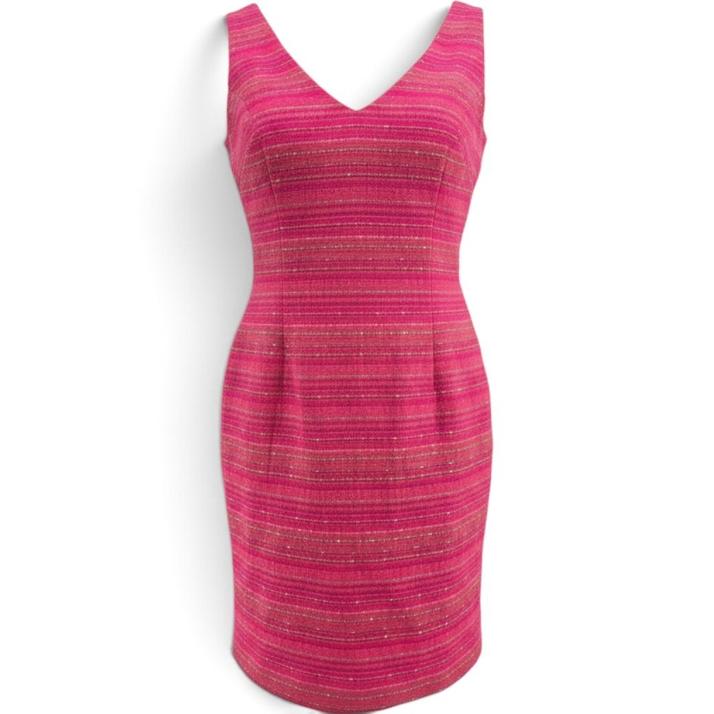 Lilly Pulitzer Dress Womens 2 Shift Hot Pink Gold Metallic Tweed EUC